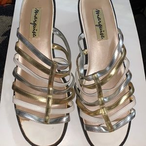 Gold Strapped slides size 9